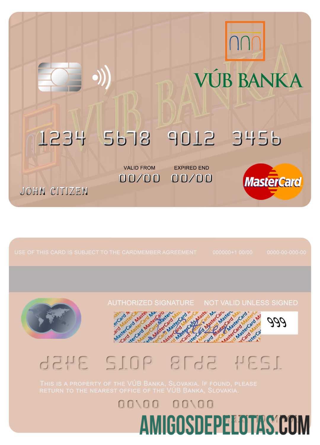 Eslováquia VÚB Bank Mastercard modelo